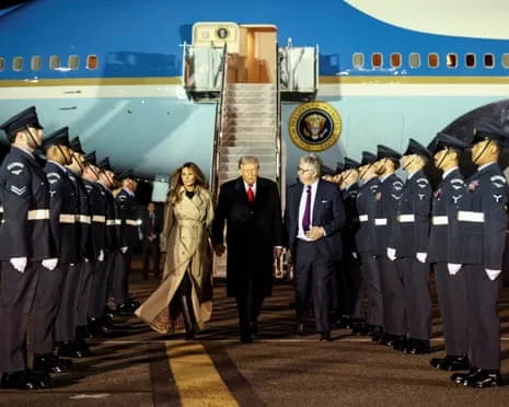 US President Trump Arrives in UK for Unprecedented Repeat State Visit As Protests Gather in Windsor